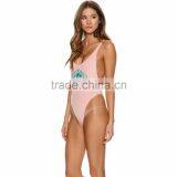 Sunny Day Seaside Party One Piece Hi Cut Leg Openings Sexy Lady Swimsuit Custom Nylon Spandex Women One Piece Swimwear Wholesale thumbnail-4