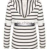 Ladies Women Casual Hooded Long Sleeve Striped Pullover Hoodies With Fleece thumbnail-4