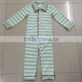 2016 High Quqlity Green and White Stripe Kids 100% Cotton Pajamas Children's Sleepwear Clothing Set Wholesale thumbnail-1