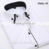 2016 New Arrival Summer Season Fancy 35% Cotton Double Collar Solid Color Short Sleeve Shirt for Man thumbnail-1