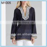 Embroidered Voile Tunic Ladies Blouse Designs thumbnail-1