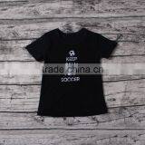 2016 Yawoo Fancy Black Short Sleeve Soccer Embroidery Patterns and Letters Latest Design Girls Top thumbnail-1