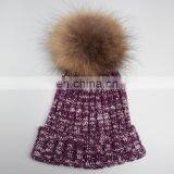 New coming natural raccoon fur ball hats for women girl tongxiang fur