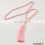 Colorful Knoted Wooden Beaded Tassel Necklaces thumbnail-3