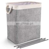 Linen Hampers for Laundry Storage Baskets Built-in Lining with Detachable Brackets Well-Holding Foldable Laundry Hamper