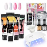 4 pieces poly gel nail extension set base top coat with nail sequins slip solution gift box package