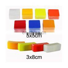 1/4Pcs New Square/Rectangle/Round Red/Blue/Orange/White/Yellow Auto Safety Reflector Tape Door Bumper Stickers Car Reflection thumbnail-4