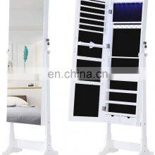 Wood Jewelry Organizer Full Length Mirror Jewelry Cabinet Standing
