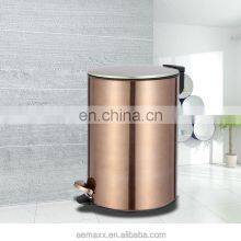3л 5л 12л Барокко бытовые нержавеющие стальные мусорные корзины с тонкой крышкой, металлические розово-золотые, с педальным приводом thumbnail-2
