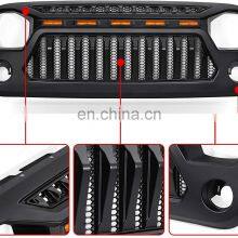 Grill for Jeep Wrangler JK Accessories 2007-2018 Matte Black Angry Face Grill With 5 Amber Lights for Jeep Rubicon Sahara Sport thumbnail-4