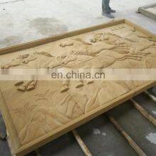 Yellow Sandstone Relief Horse Design Carving For Walls Support Customization thumbnail-1