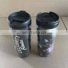 350ml Custom Logo Paper Insert Double Wall Plastic Travel Mug With Lid thumbnail-1