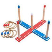 Wooden Ring Toss Set Fun Quoits Game for Children and Adults with Carrying Bag Indoor Outdoor
