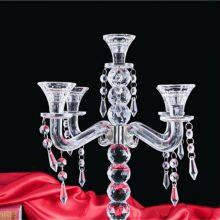 Factory Supply New Design Table Top Hanging Crystal Beads Crystal Chandelier Lighted Wedding Centerpiece thumbnail-5