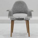 Replica Fiberlgass Material Wooden Legs Fabric Blue Color Organic Chair by Eero Saarinen thumbnail-3