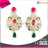 High Quaity Beautiful Decoration Multicolor Earrings With Crystal Colored Stone