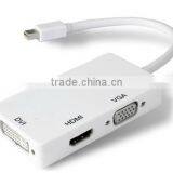 3 in 1 Thunderbolt Mini DisplayPort DP to HDMI DVI Displayport Cable Adapter thumbnail-4