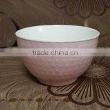 Embossed Outside Pink Inside White Ceramic Salad Bowl for Wholesale thumbnail-1