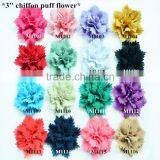 Charming 3" Chiffon Fabric Puff Flower,shape Chiffon Flower Hair Decoration