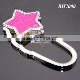 Wholesale Fashion Handbag Hook Enamel Purple Shimmering Powder Star Shaped Holder Foldable Metal Portable Bag Hanger thumbnail-4