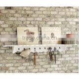 Shabby Chic Wooden Display Shelf With Hooks