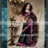 Black Net Embroidery Saree thumbnail-1