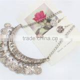 Made in China Online Wholesale European and American Vintage Gold Silver Coin Statement Chain Hoop Earrings Necklace Jewelry Set thumbnail-5