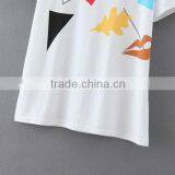 2016 Spring Summer New Fashion Printed Cotton t Shirt of Women Clothing Printed White Lady T-shirt thumbnail-6