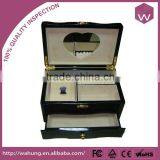 Elegant Wooden Jewelry Box White Mirrored Design Jewelry Cosmetic Box thumbnail-6