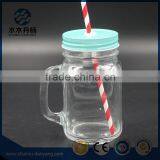 High Quality 400ml Transparent Glass Drinking Bottle With Handle