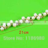 Fashion Womens Gold Plated Crystal Pearls Sweet Cuff Charm Bracelet Jewelry Gift thumbnail-6