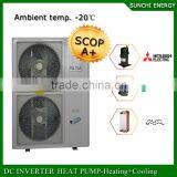 Split Condensor Indoor Work -25C Winter Floor House Heating 12kw/19kw/35kw Auto-defrost EVI Air Source Heat Pump Efficiency COP thumbnail-4
