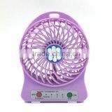 3 Speed Control Portable Purple Electric Led Mini USB Desk Fan for Student