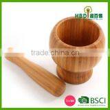 Custom Bamboo Garlic Pot and Tool,wood Mortar Pestle thumbnail-2
