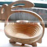 Handmade Fruit Basket Bowl Folding Bamboo Collapsing Bread Thai Bamboo Wood Handmade Decor Idea thumbnail-5