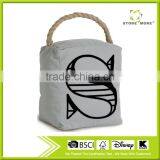 Store More S Printed Rope Handled Grey Canvas Door Stop thumbnail-1
