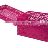 Flower Pattern Metal Puched Storage Basket for Kid Toys/Red Storage Basket With Lids thumbnail-1