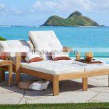 Solid Wood Double Garden Sun Lounger Wooden Beach Lounge Chair thumbnail-1