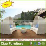 Hot Sale Garden Rattan Furniture Round Bed With Canopy thumbnail-3