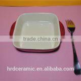 Microwave Safe Porcelain Red Oven Ware Bakeware With Handle thumbnail-5