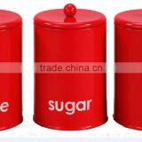 Set of 3 Sugar Coffee Tea Canister in Red thumbnail-1