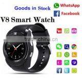 Dropship Wholesale Factory Price Round Dial Waterproof Fitness Watch Sport Pedometers Sim GSM Card Support V8 Watch thumbnail-1