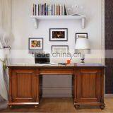 Writing Desk Classic Style Solid Teak Wood Medium Brown Color With 2 Storage thumbnail-1