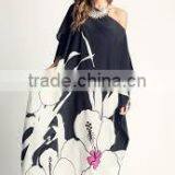 Black and White and Decorative Pattern Smart Sexy Beach Tunics Resort Wear Kaftan Beach Wear Tunic thumbnail-1