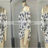 Smocked off the Shoulder With Pan Pan Trim Top thumbnail-1