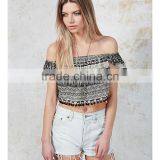 2016 Latest Safari off Shoulder Giraffe Aztec Sexy Crop Top HST8002 thumbnail-2