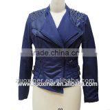 2014 Women's Fashion pu Leather Wholesale Motorcycle Jacket thumbnail-1