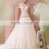 Hot Sell Cap Sleeve Satin Lace Beaded Simple Bridal Gowns Robe Pour Mariage thumbnail-1