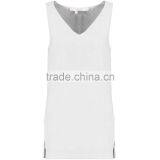 New Arrival Women White V Neck Tunic Vest Plain Chiffon Summer Sleeveless Clothing thumbnail-2