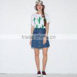 MGOO Imported Factory Manufacturer Fashion Denim Blue Buttons Skirts For Women A Line Knee Length 15144B699 thumbnail-5